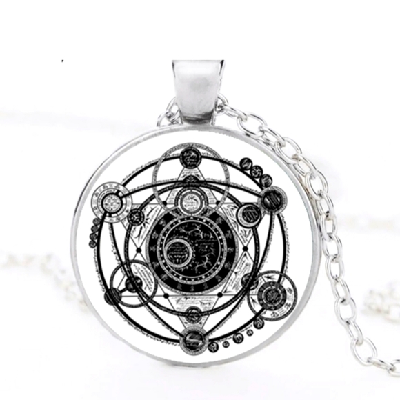 New Sigil Magic Silver Glass Cabochon Necklace. - Picture 1 of 8